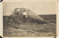 Man by a stranded gas buoy