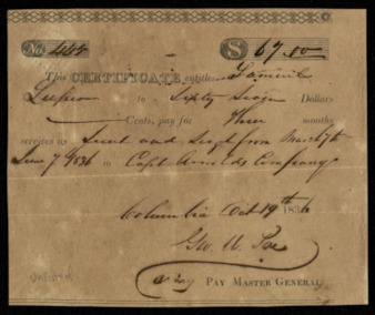 Pay certificate for Samuel Leeper