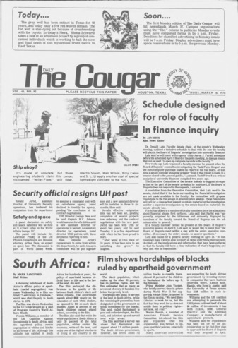 The Daily Cougar. Vol. 44, No. 92, March 16, 1978.