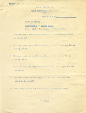 Report No. 2, State Report for April Demonstrations 1917