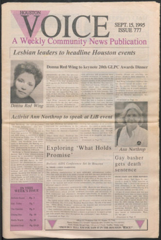 Houston Voice, No. 777, September 15, 1995