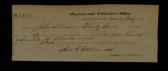 Tax receipt for $33.52 from the Assessor and Collector’s Office