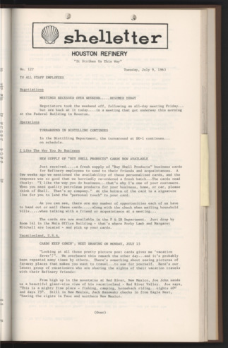 Shelletter, No. 127, July 9, 1963 