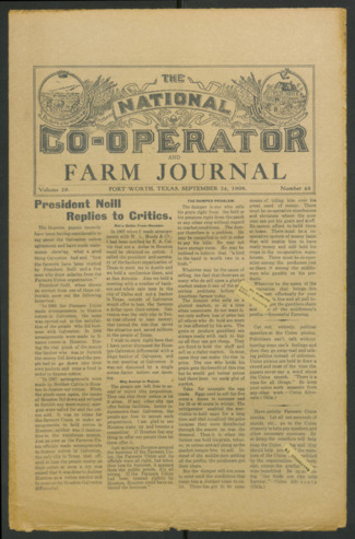 The National Co-Operator and Farm Journal, Vol. 29, No. 48, September 24, 1908