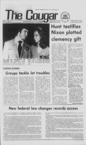 The Daily Cougar. Vol. 41, No. 45, November 19, 1974.