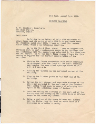 Letter from J. S. Cullinan to W. T. Sinclair, 1925 August 1