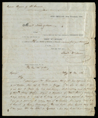 Letter announcing establishment of a commission house by  Frederick William Muller