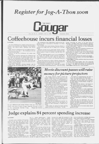 The Daily Cougar. Vol. 45, No. 51, November 6, 1978.