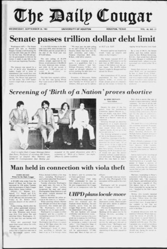 The Daily Cougar. Vol. 48, No. 21, September 30, 1981.