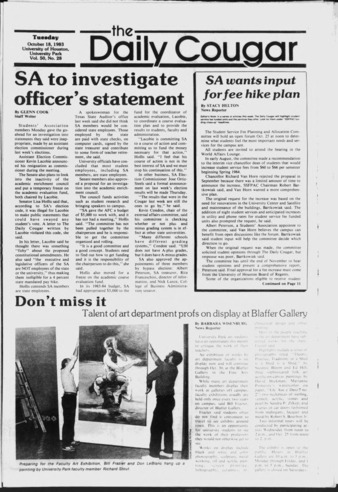 The Daily Cougar. Vol. 50, No. 28, October 18, 1983.