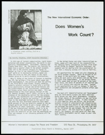 The New International Economic Order: Does Women's Work Count?