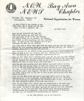 NOW News Bay Area Chapter, Vol. 11, No. 12, December 1983