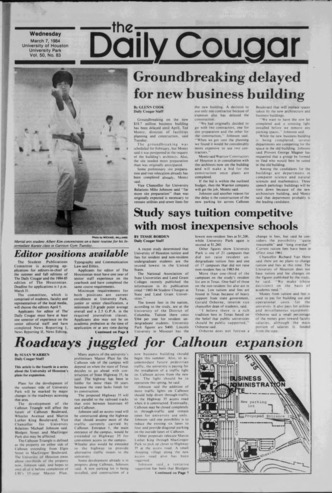 The Daily Cougar. Vol. 50, No. 83, March 7, 1984.