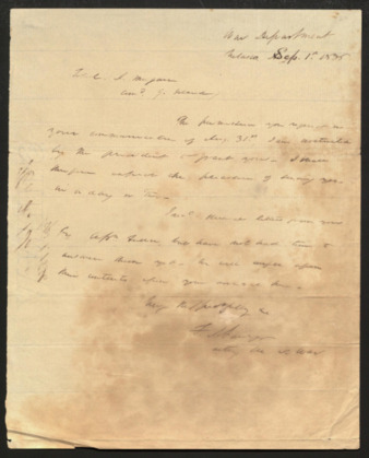 Letter from Frederick A. Sawyer to Col. James P. Morgan