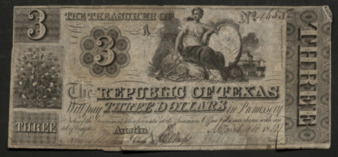 Republic of Texas, Monetary bill for $3