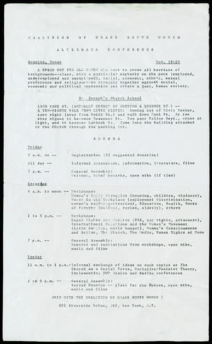 Coalition of Grass Roots Women Alternate Conference agenda