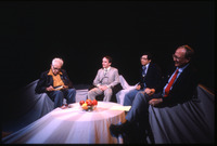 Fritz Leiber sits with panel while being interviewed on KUHT