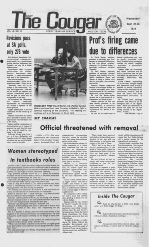 The Daily Cougar. Vol. 40, No. 12, September 21 - 26, 1973.