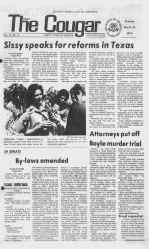 The Daily Cougar. Vol. 40, No. 79, March 26, 1974.