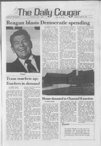 The Daily Cougar. Vol. 46, No. [130], April 21, 1980.