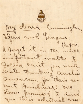 Letter from Jane McCallum to Cunningham, Speer and League