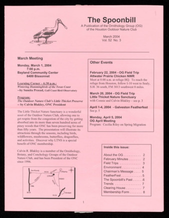 The Spoonbill, Vol. [53], No. 3, March 2004