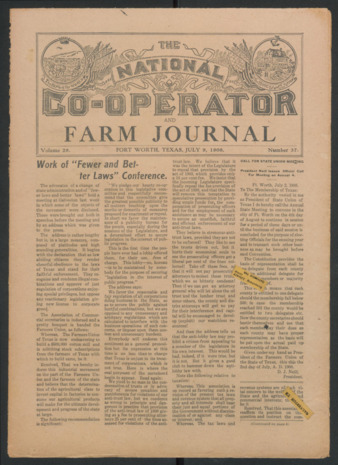 The National Co-Operator and Farm Journal, Vol. 29, No. 37, July 9, 1908