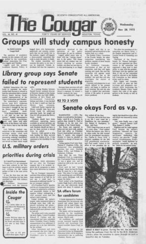The Daily Cougar. Vol. 40, No. 48, November 28, 1973.