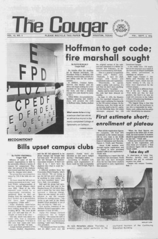 The Daily Cougar. Vol 43, No. 5, September 3, 1976.