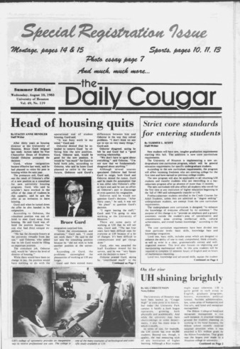 The Daily Cougar. Vol. 49, No. [121], August 10, 1983.