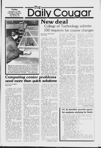 The Daily Cougar. Vol. 50, No. 53, December 2, 1983.