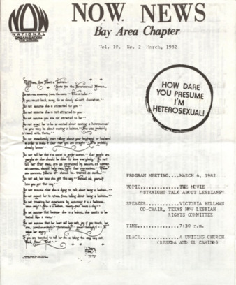 NOW News Bay Area Chapter, Vol. 10, [No. 3], March 1982