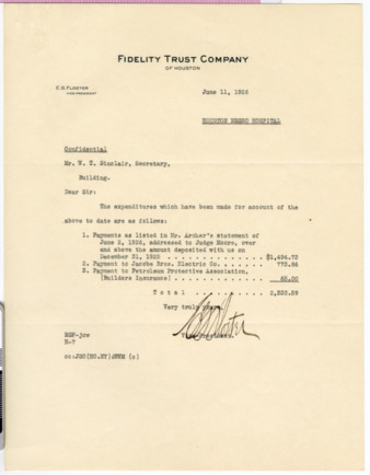 Letter from E. G. Floeter to W. T. Sinclair, 1926 June 11