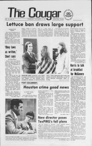 The Daily Cougar. Vol. 39, No. 22, October 12, 1972.