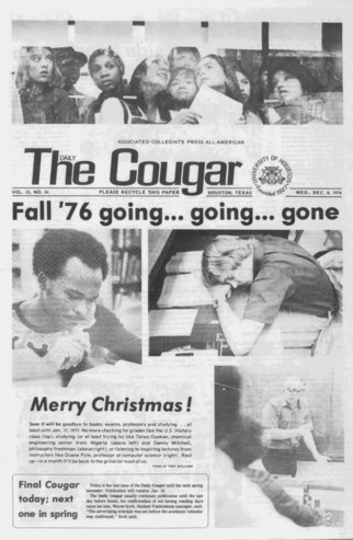 The Daily Cougar. Vol. [43], No. 54, December 8, 1976.