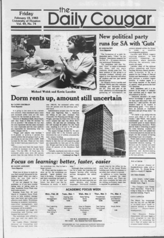The Daily Cougar. Vol. 49, No. 74, February 18, 1983.