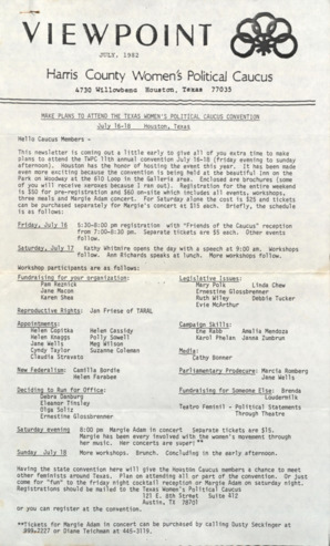 Viewpoint: Harris County Women's Political Caucus, July 1982