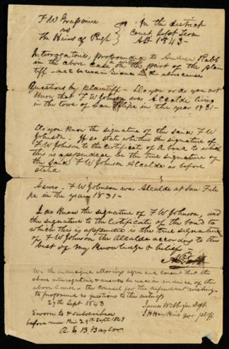 Acceptance of interrogatories in the case of F. W. Grasmire vs. the Heirs of Pugh