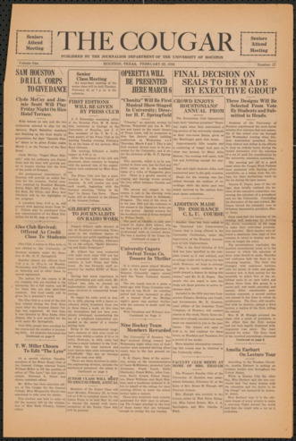The Cougar, Vol. 1, No. 17, February 22, 1935