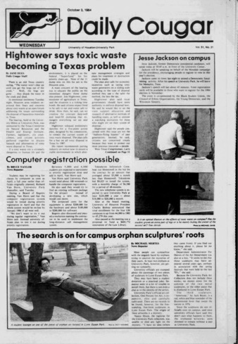 The Daily Cougar. Vol. 51, No. 21, October 3, 1984.