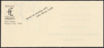 Invite for "An Evening with John Henry Faulk"