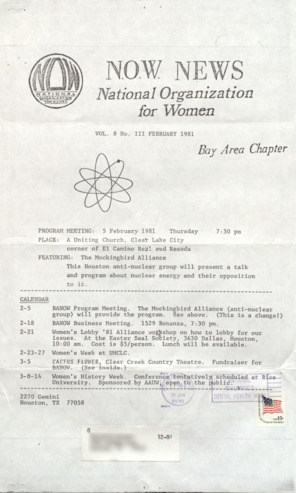 NOW News Bay Area Chapter, Vol. 8, [No. 2], February 1981
