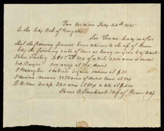Letter from James L. Trueheart to the County Clerk of Gonzales regarding ownership of tracts of land