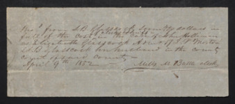 Receipt for court costs for John Holliman versus Elizabeth Glasscock