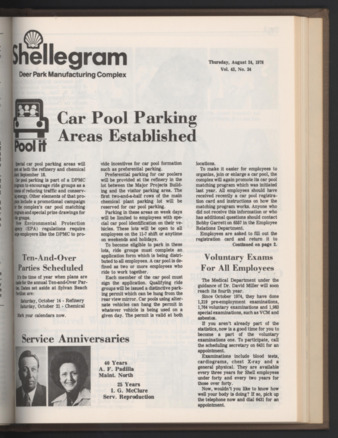 Shellegram, Vol. 43, No. 34, August 24, 1978