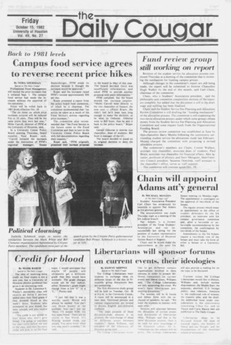 The Daily Cougar. Vol. 49, No. 27, October 15, 1982.