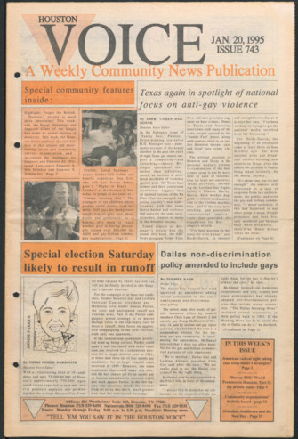 Houston Voice, No. 743, January 20, 1995
