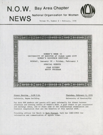 NOW News Bay Area Chapter, Vol. 6, No. 2, February 1978