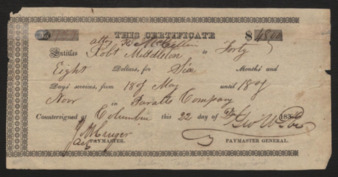Pay Certificate to Robert Middleton for service in Paratt's Company
