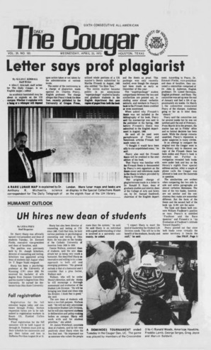 The Daily Cougar. Vol. 39, No. 105, April 25, 1973.